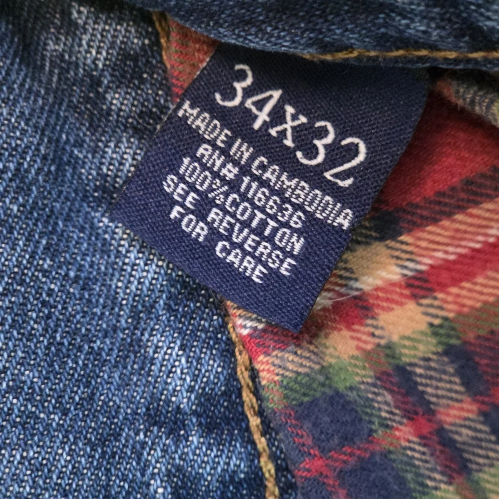 Moose Creek Plaid Lined Blue Jeans Size 34 X 32